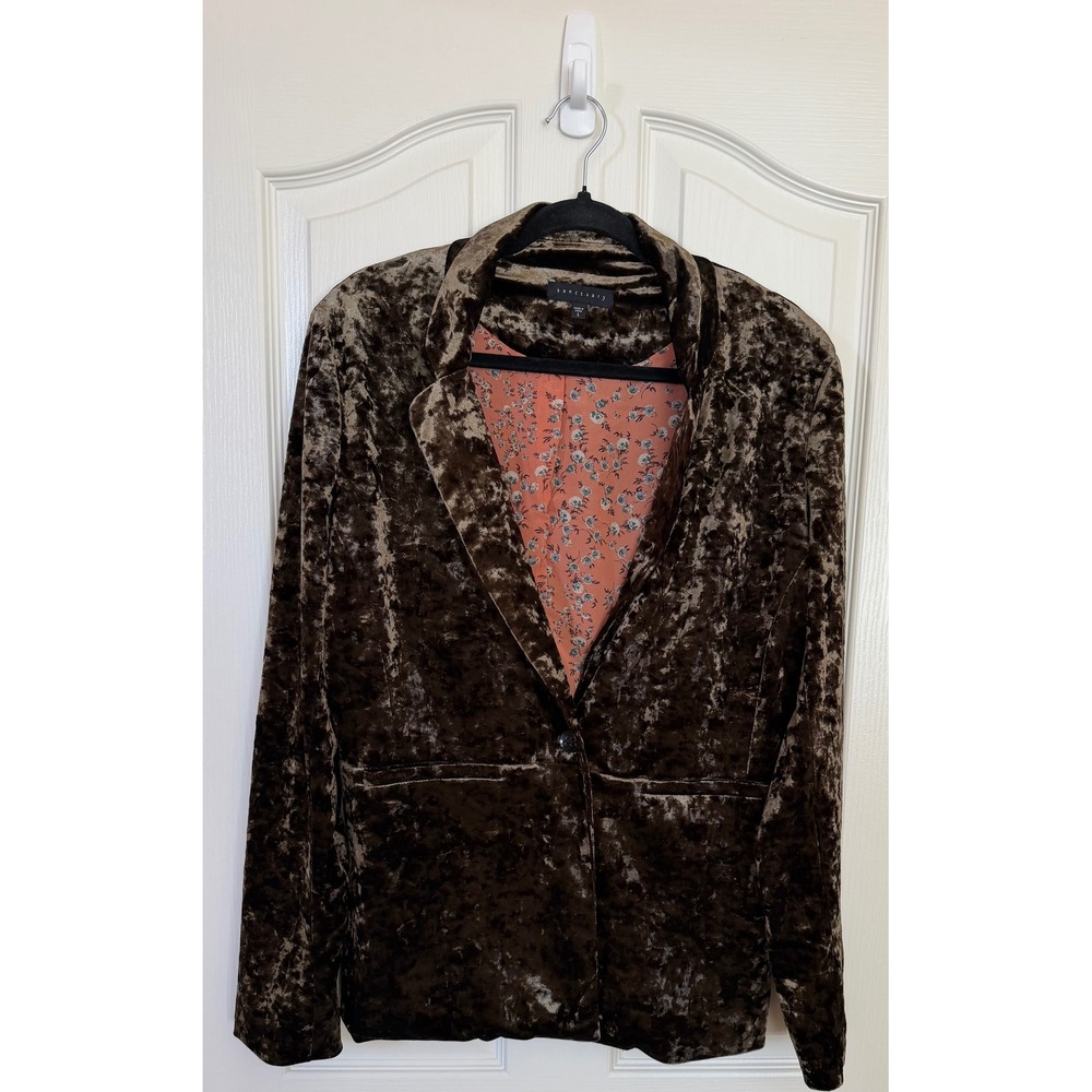 Philosophy Women's Velvet Blazer Jacket Green Crushed Velvet Fall Careerwear